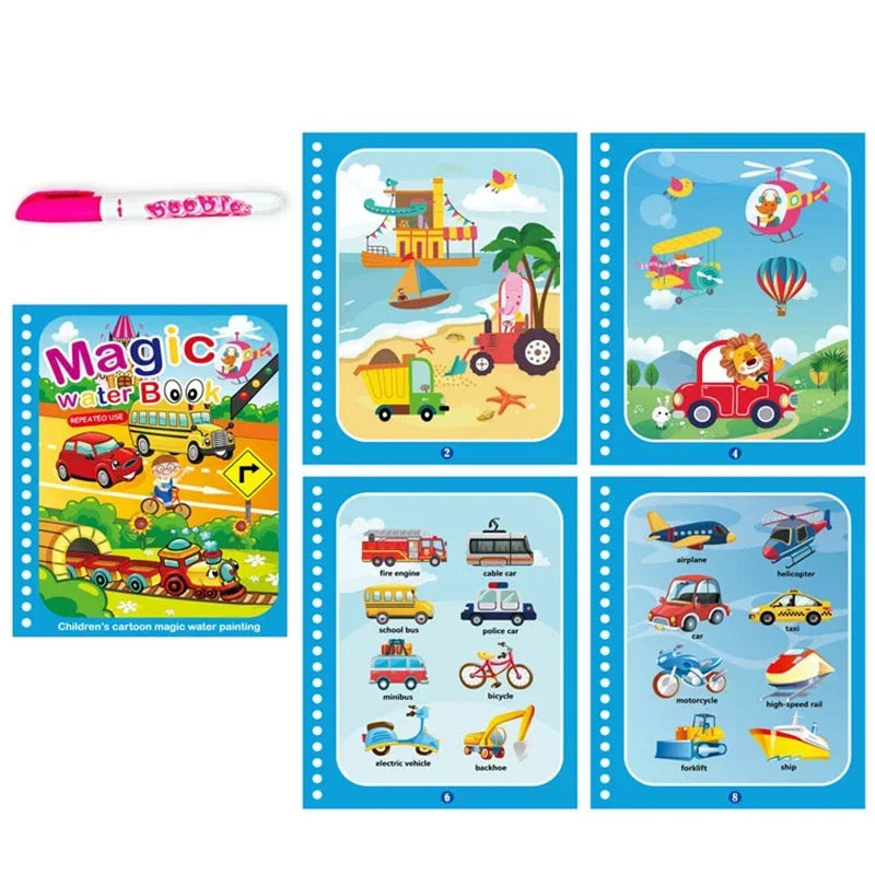 Children Early Education Toys Magical Book with Pen Water Drawing Toys Gift Reusable Coloring Book Magic Drawing Book