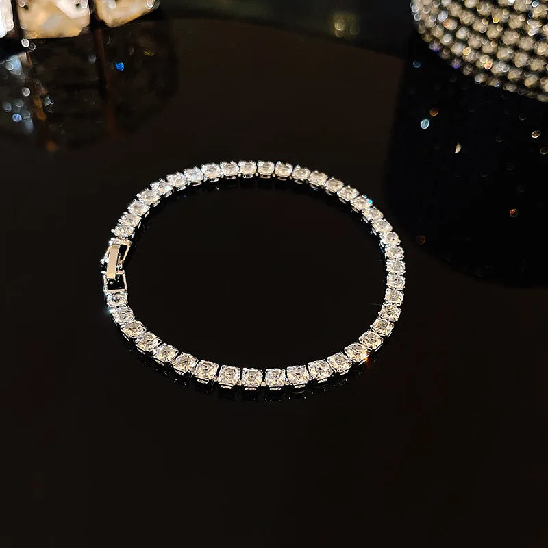 Full of Rhinestone Stainless Steel Bracelet For Women 2022 New Designer Shiny Luxury Zircon Adjustable Bracelets Jewelry Gift