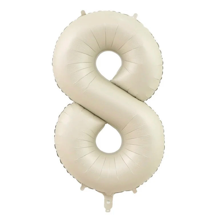 32/40inch Cream Caramel Big Number Foil Balloons 0 1 2 3 4 5 6 7 8 9 Balls White Color Wedding Birthday Party Decor Baby Shower