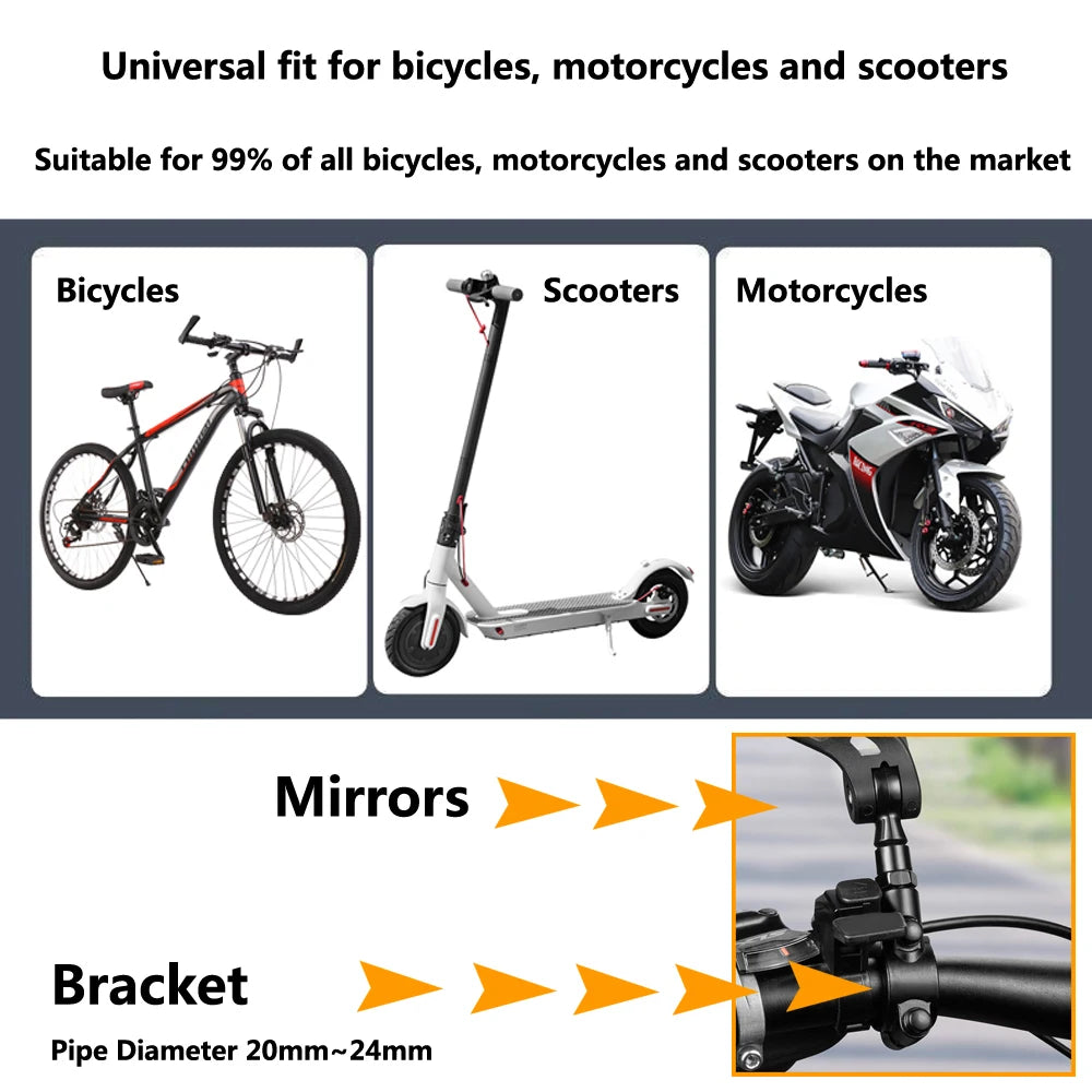 Bicycle Mirror Bike Rearview Mirror For Bicycle HD Adjustable Cycling Mirrors Left Right Angle Wide Bike Accessories