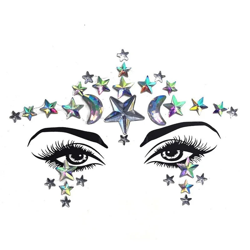 3D Rhinestone Bright Face stickers for festival Glitter Makeup Jewelry Sticker on Face crystals Gems jewels diamonds decoration