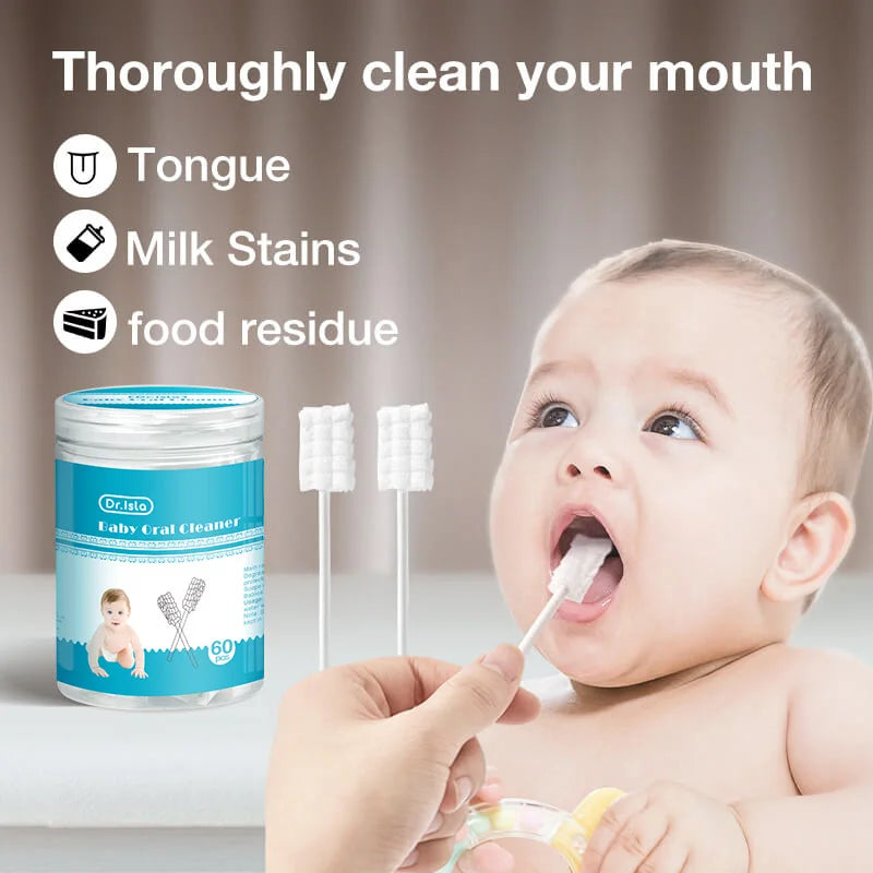 Dr.isla 60pcs Baby Oral Cleaning Stick Disposable Cleaner Milk Teeth Gauze Toothbrush Baby Tongue Washing For Newborn Oral Care