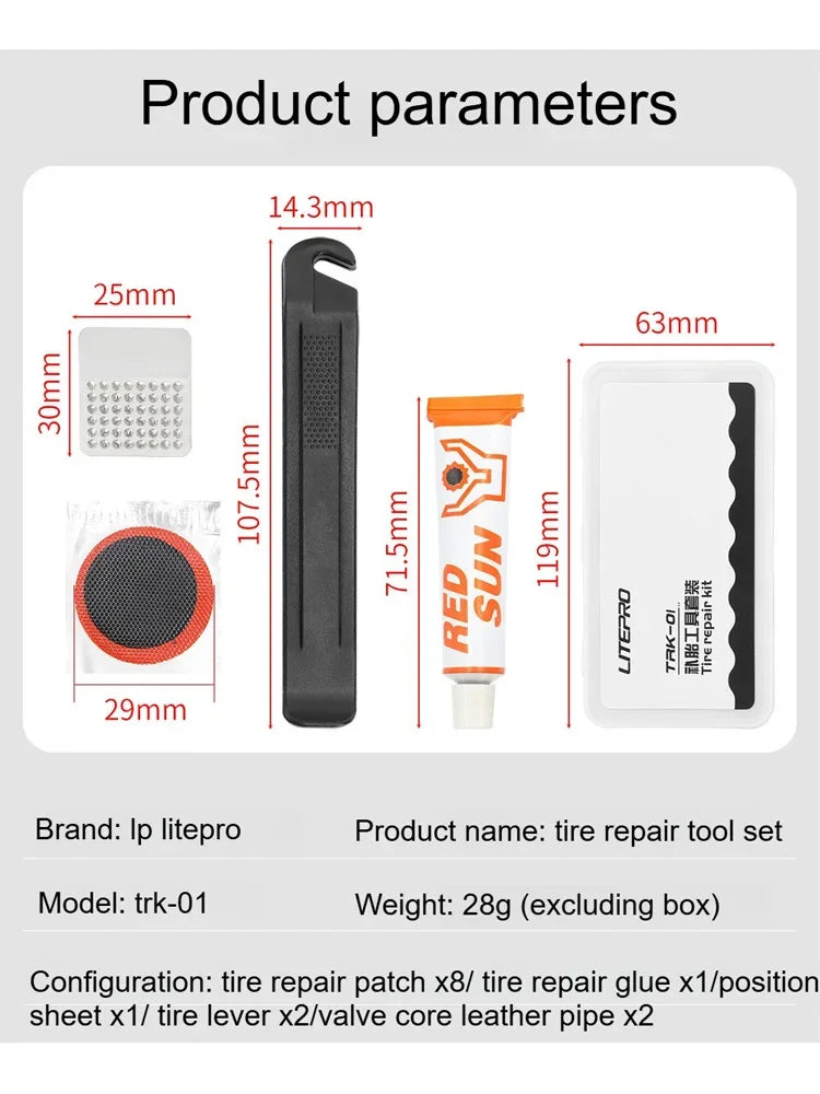 Bicycle tire repair kit 15pcs Cycling Inner Tube Puncture Patch Kits with repair patch Glue tire repair Bicycle accessories