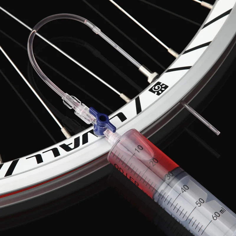 Bicycle Tubeless Tire Liquid Injection Tool 60ML Syringe Presta Valve Core Removal Tool MTB Road Bike Tire Fluid Injection Tool