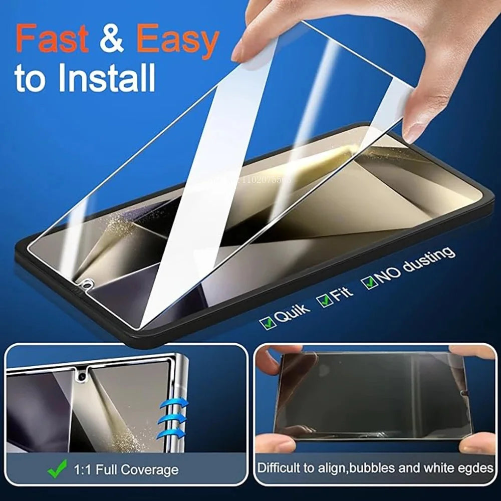 4PCS Tempered Glass For Samsung Galaxy S24 Ultra S24+ Plus Fingerprint Unlocking Screen Protector S24Ultra Protective Glass