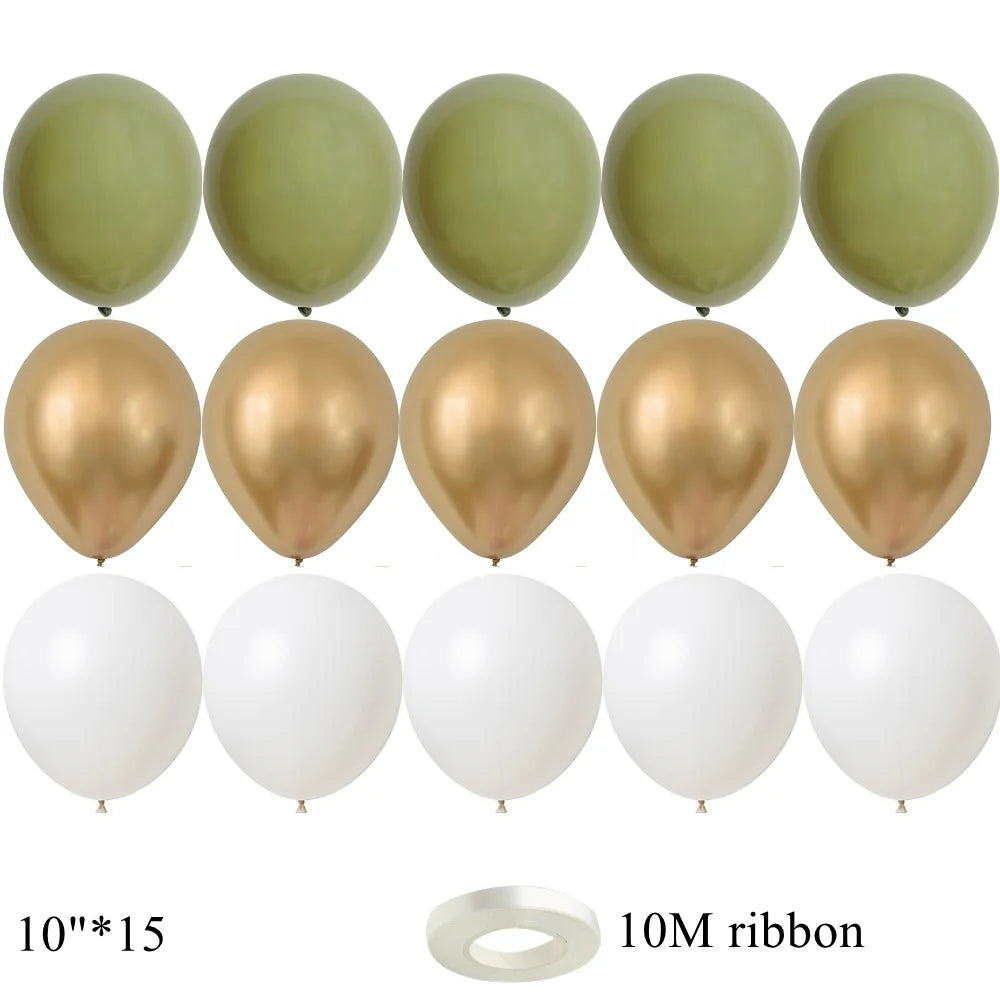 15/20PCS 10inch Vintage Balloons Retro Khaki Green Balloon Set for Wedding Anniversary Happy Birthday Party Decoration Supplies