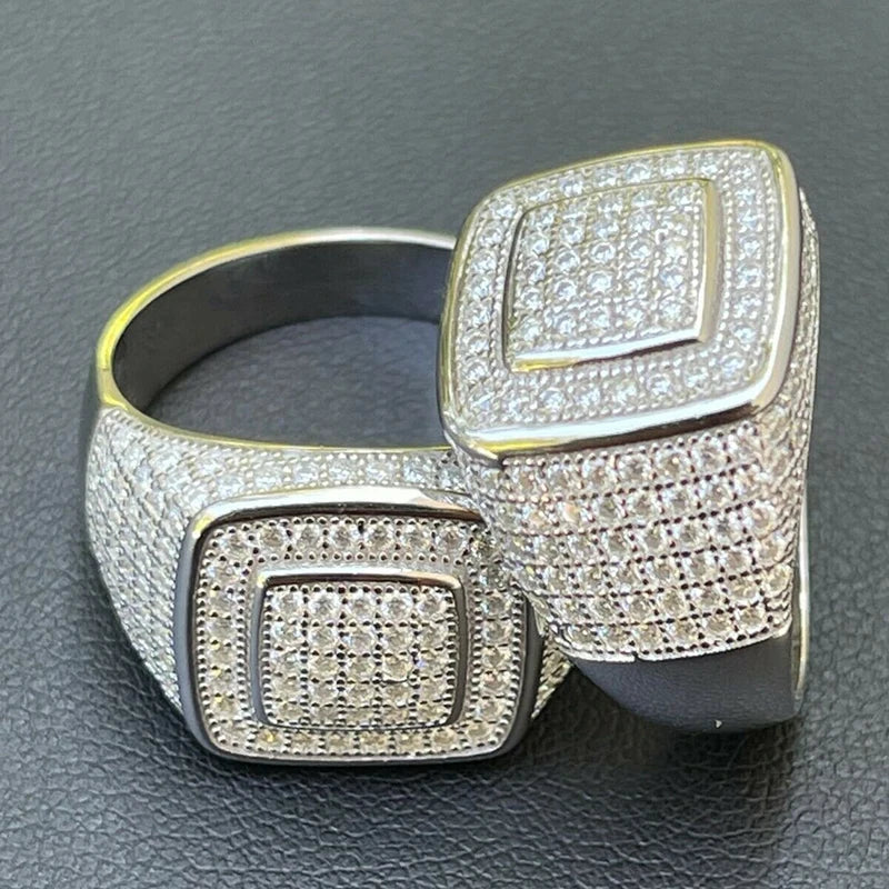 Luxury Full Bling Iced Out Finger Ring Female Trendy Gorgeous Party Jewelry with Shiny Zirconia High-quality Wedding Band