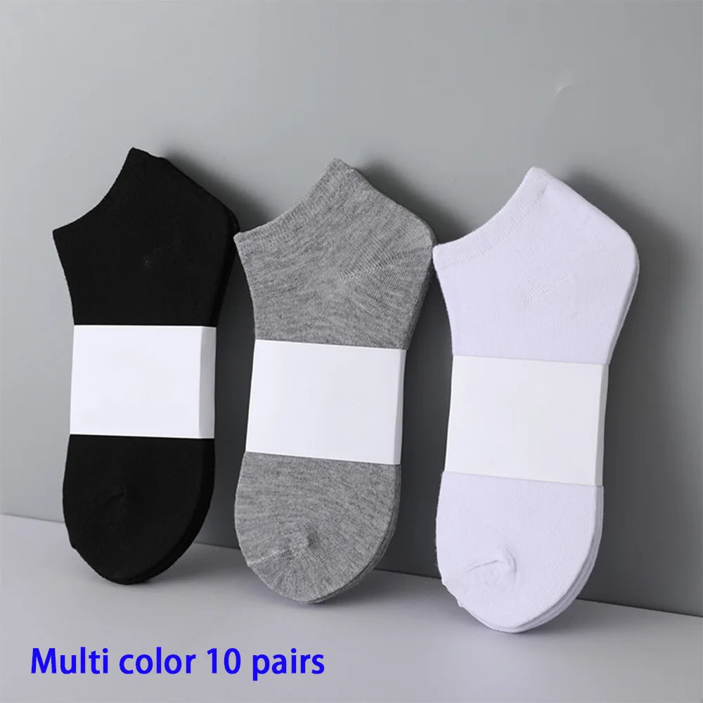 5/6/7/10 Pairs Women/Men Boat Socks Invisible Low Cut Silicone Non-slip Summer No-show Ankle Socks Solid Color Casual Breathable