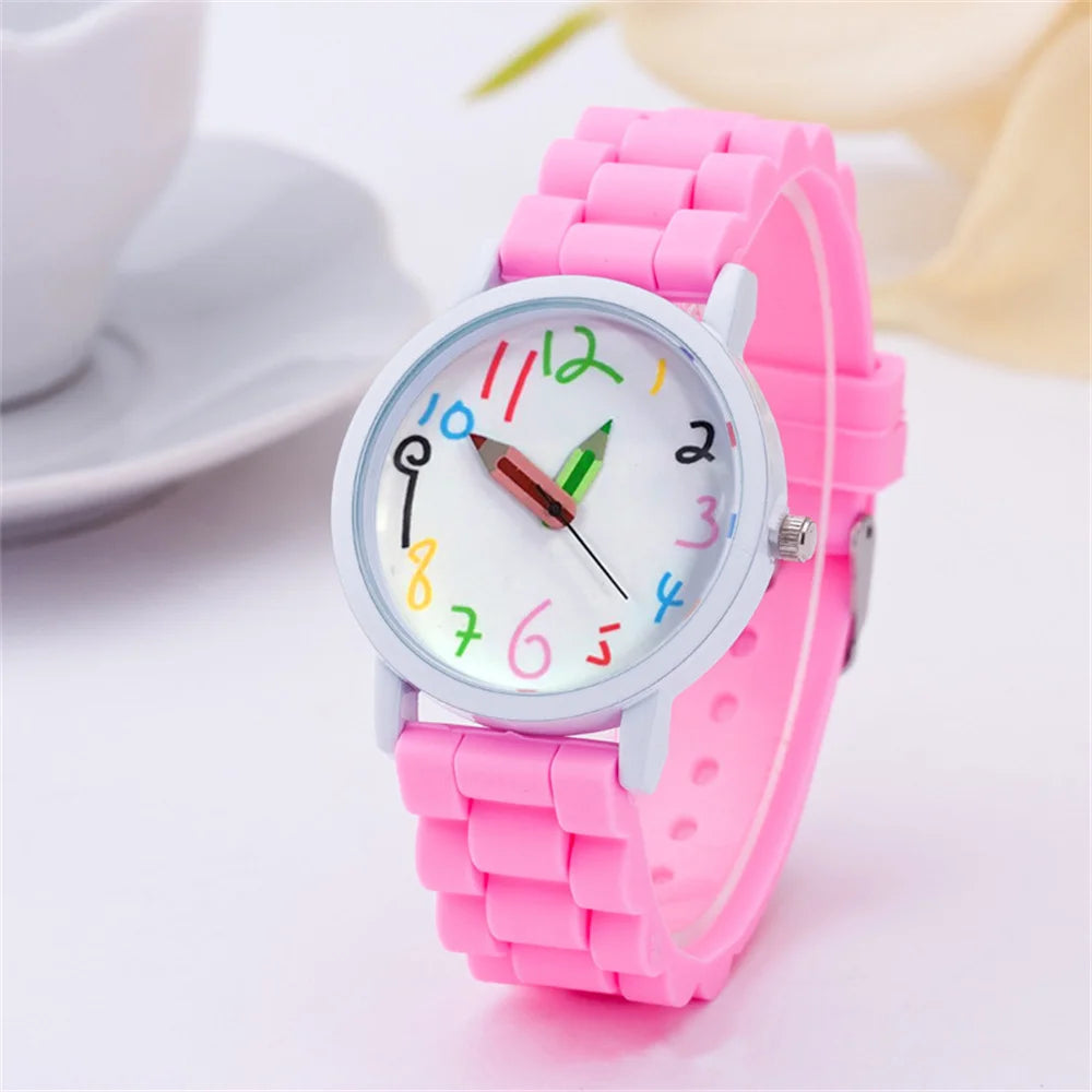 Women Watch Fashion Simple Pencil Design Digital Quartz Watches Casual Jelly Multicolour Silicone Ladies Clock Dress Wristwatch