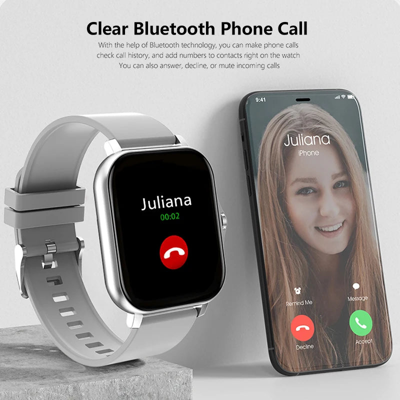 1.83'' Sports Smart Watch Fitness Health Monitor Waterproof Smartwatch Wireless Call Watches for Men Women IOS Xiaomi 2024