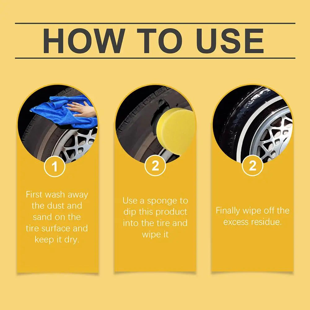 50g Tire Coating Wax Car Tire Retreading and Film Plating Cream Tire Shine Coating Wax Auto Rubber Parts Shiny Paste Anti-Aging