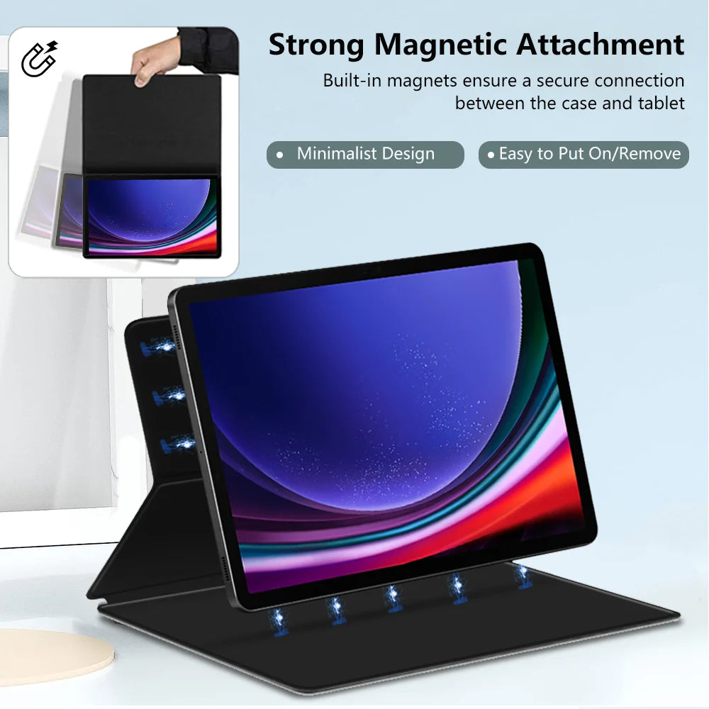 Magnetic Case for Samsung Galaxy S9 S8 Ultra Case Tablet Cover for Galaxy Tab S7 S9 FE Plus Case Slim Protective Leather Funda
