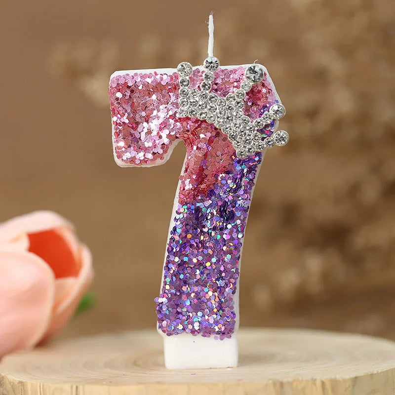 2nd Birthday Candle Cake Topper Colour Changing Creative Number 2 Candle Princess Crown Girl 1st Happy Birthday Party Decoration