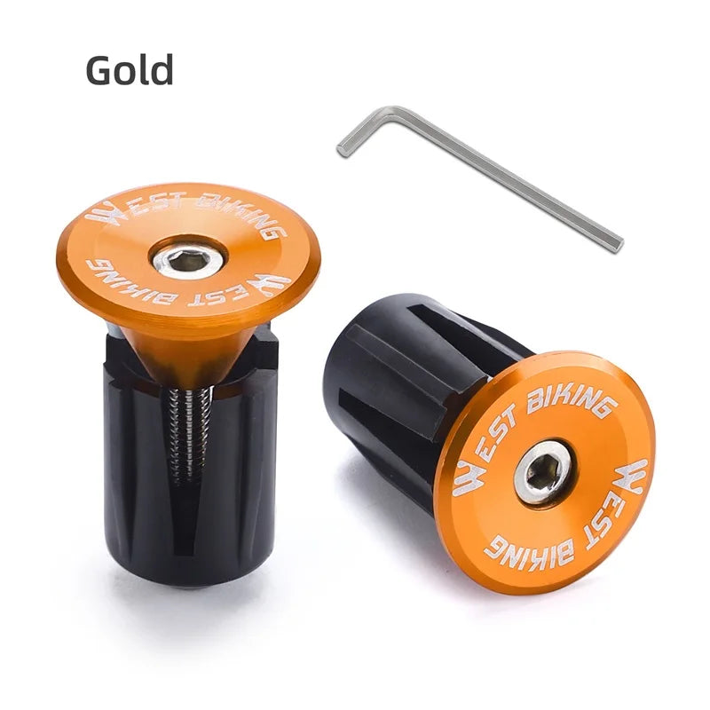 WEST BIKING MTB Road Bike Handlebar End Plugs Aluminum Alloy Handle Bar End Cap BMX Bike Grip Multi-color Cover Bicycle Accessor