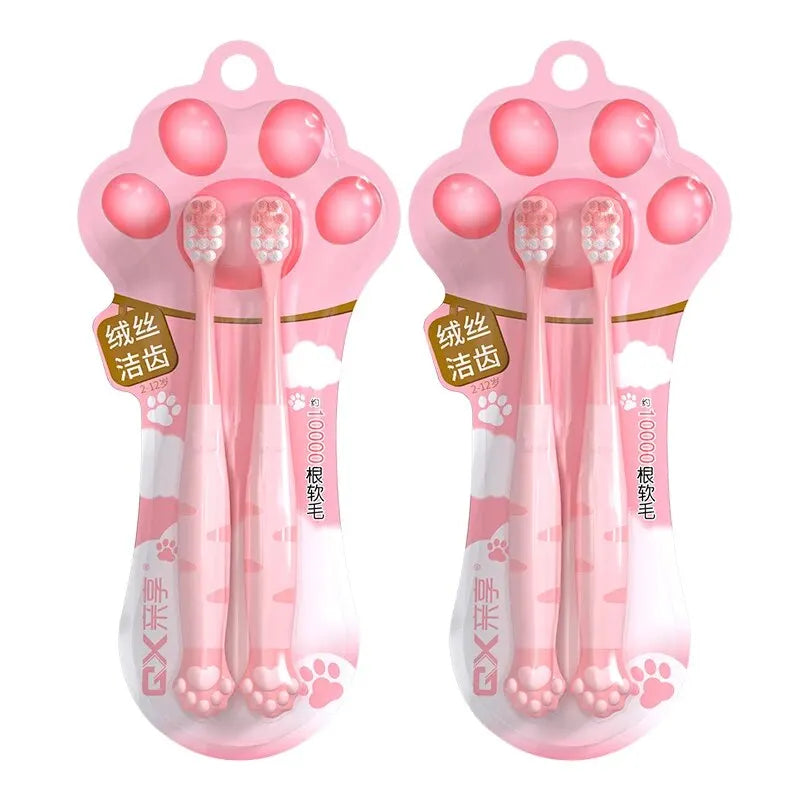 Cartoon Cute Cat Claw Shaped CHILDREN'S Soft Bristled Toothbrush Suitable for Cleaning the Oral Cavity for Ages 2-12
