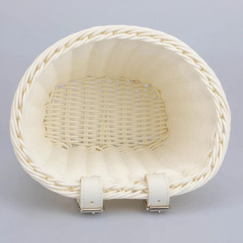Front Handlebar Bicycle Basket Multifunction Traditional Bicycle Basket Waterproof Hand Woven Bike Basket for Kids Children Bike