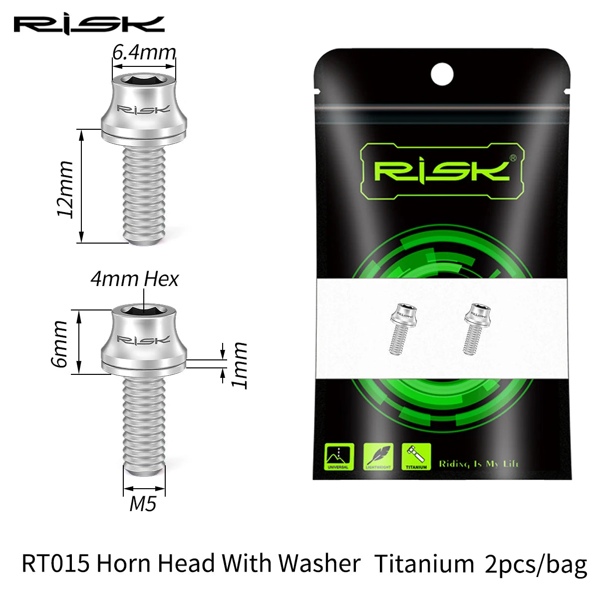 Risk M5x12mm Bike Water Bottle Cage Fixing Bolts Titanium Alloy MTB Road Bicycle Bottle Holder Screws Air Pump Fixed Bolts