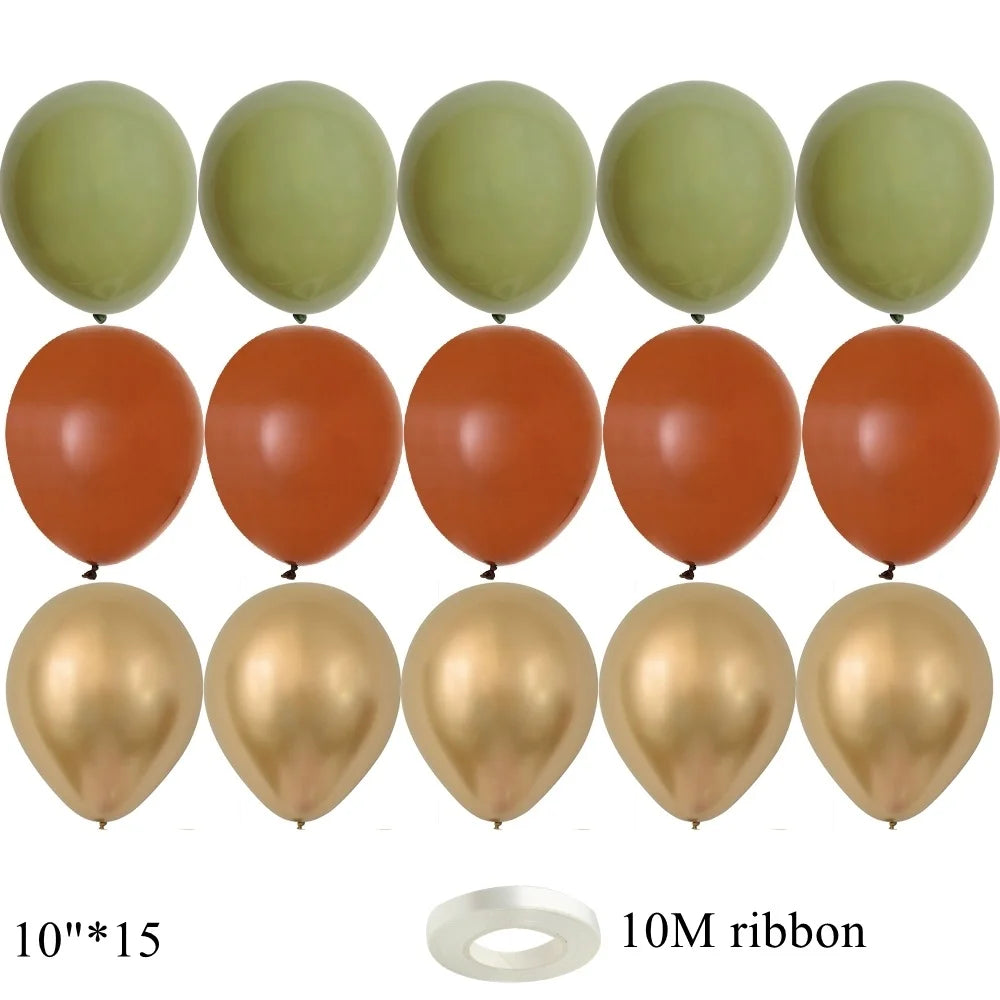 15/20PCS 10inch Vintage Balloons Retro Khaki Green Balloon Set for Wedding Anniversary Happy Birthday Party Decoration Supplies
