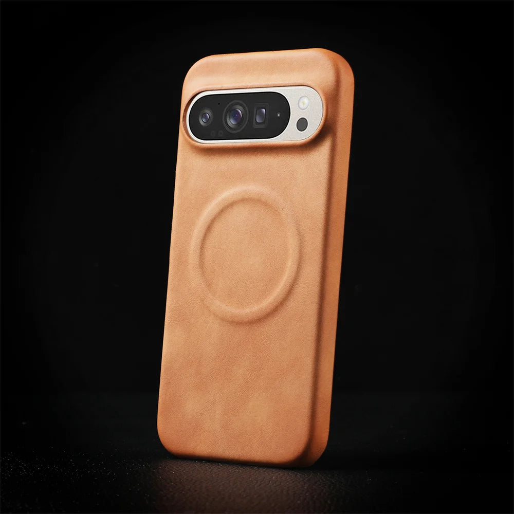 Luxury Sheepskin Leather Magnetic Phone Case For Google Pixel 9 8 7 Pro XL 8A 7A Shockproof Business Matte Hard Solid Back Cover