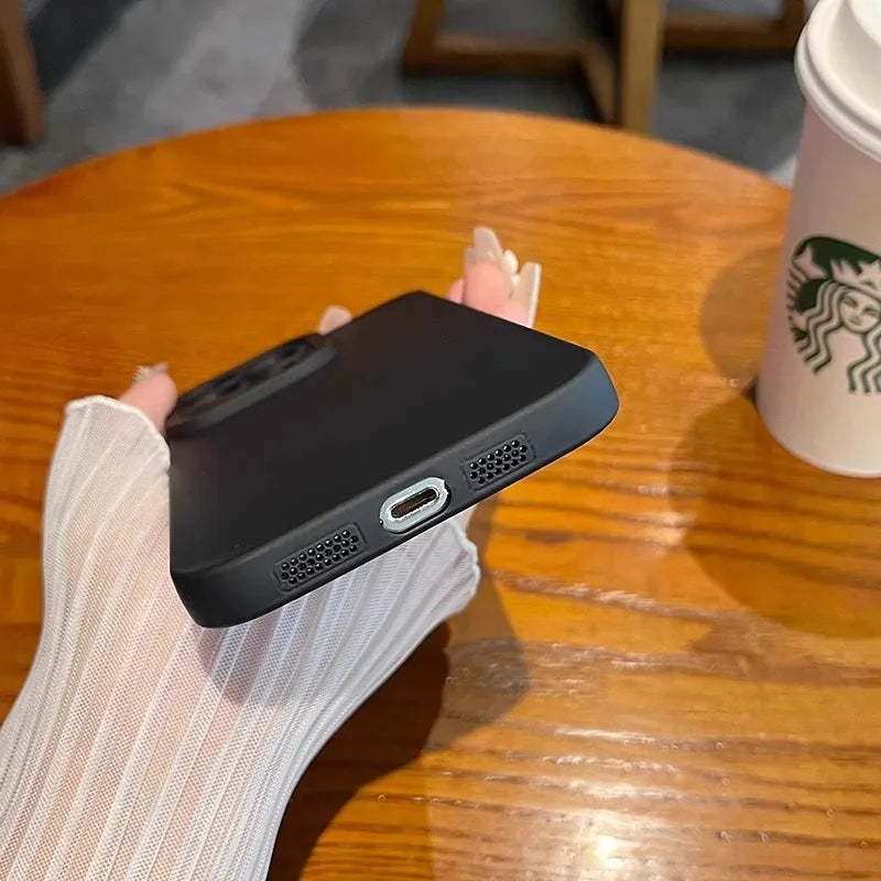 Matte Simple Soft Silicone Phone Case for iPhone 16 15 14 13 12 11 Pro Max XS XR X 7 8 Plus SE Lens Protection Shockproof Cover