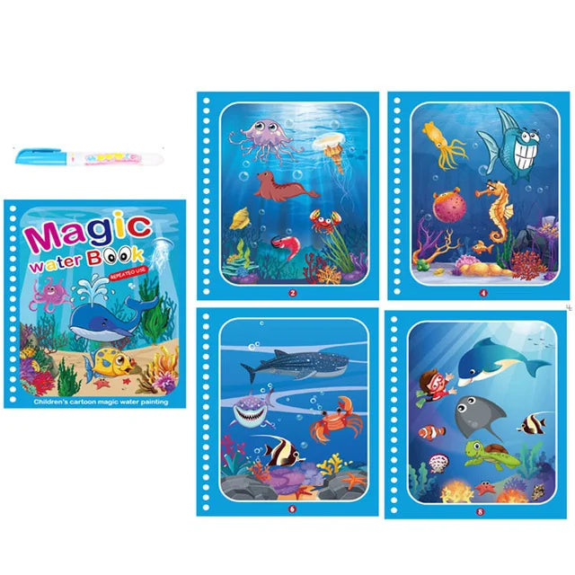 Montessori Toys Reusable Coloring Book Magic Water Drawing Book Painting Drawing Toys Sensory Early Education Toys for Children