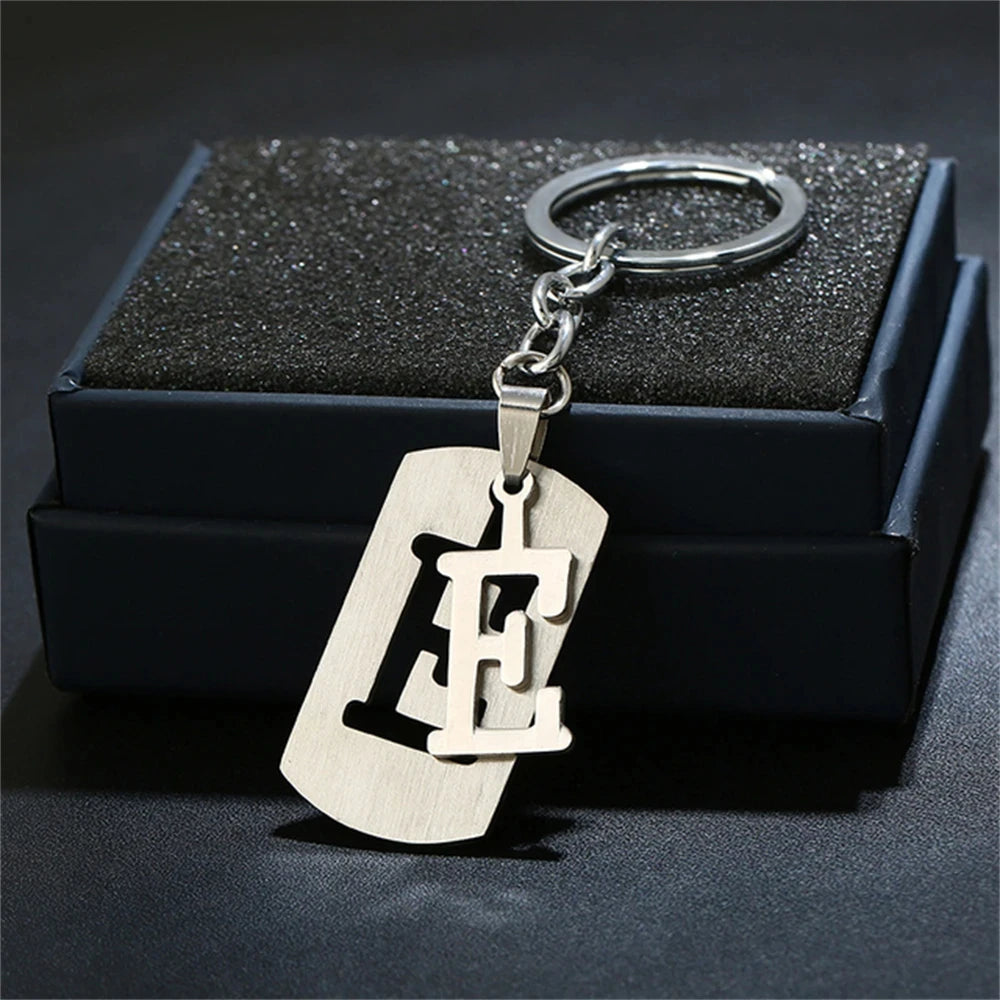 NEW DIY Stainless Steel A-Z Letters key Chain Charm 26 Letters KeyChain Men Women keychain Couple gift Jewelry Car Key Ring