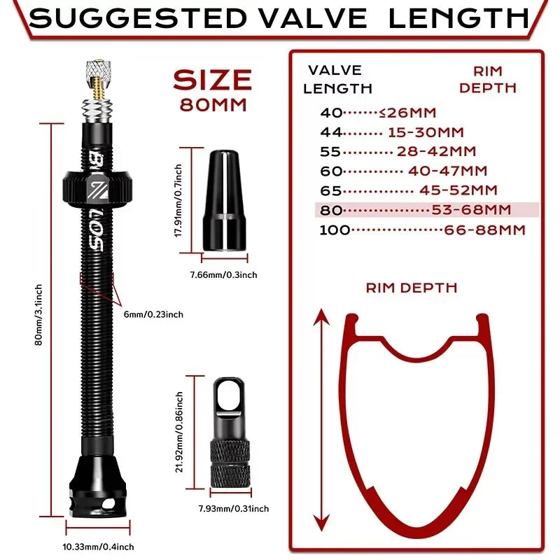 BUCKLOS Bike Tubeless Valve 40MM 44MM 55MM 60MM Road Mountain Bicycle Presta Valves High Quality Tire Nipple MTB Accessories