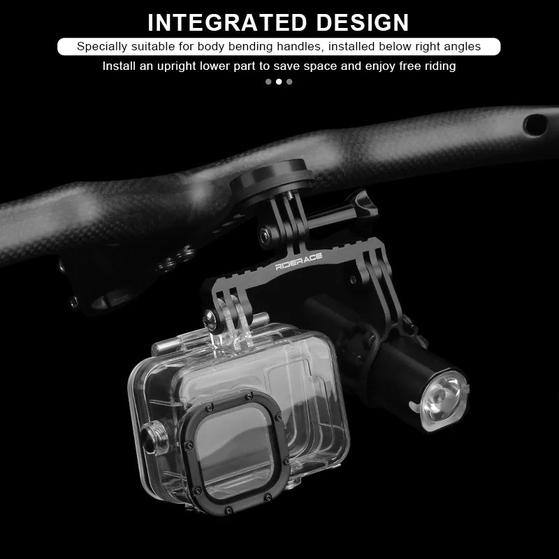 RIDERACE Bicycle Computer Holder Camera Dual Twin Mount Bracket Aluminum Alloy for Bike GoPro Hero 11/10/9/8/7/6/5 Stand Adapter