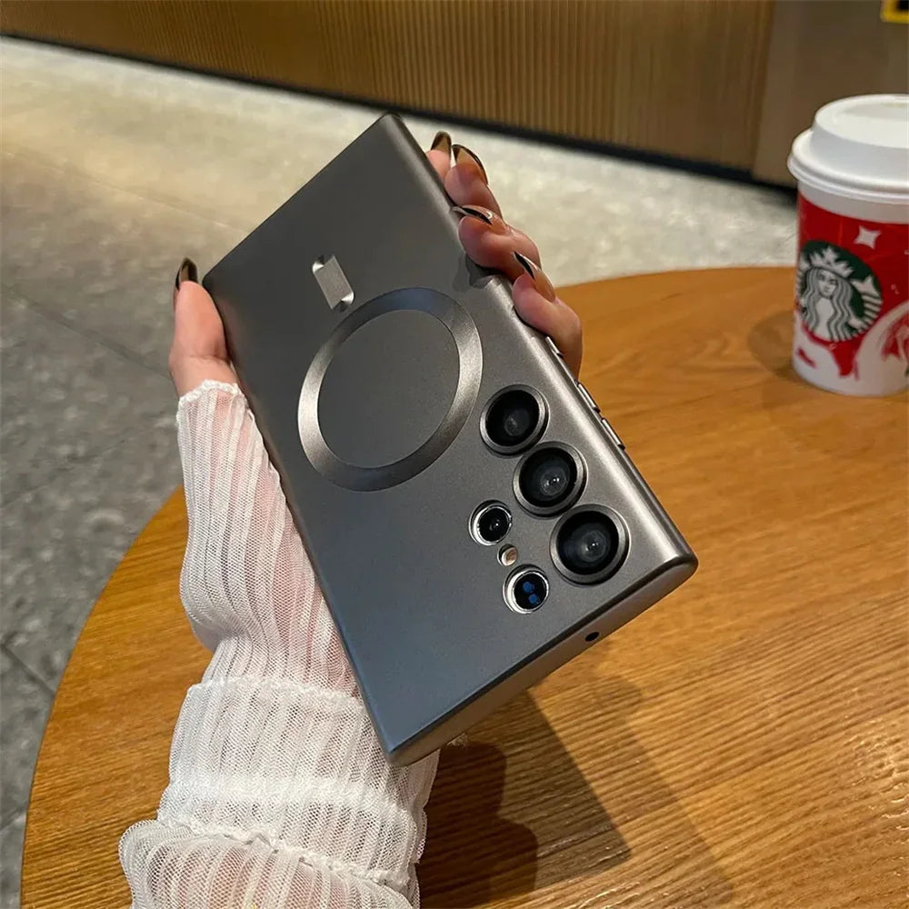 Luxury For MagSafe Magnetic Wireless Charging Case For Samsung Galaxy S24 S23 S22 S21 Ultra Fe Plus Lens Protective Back Cover
