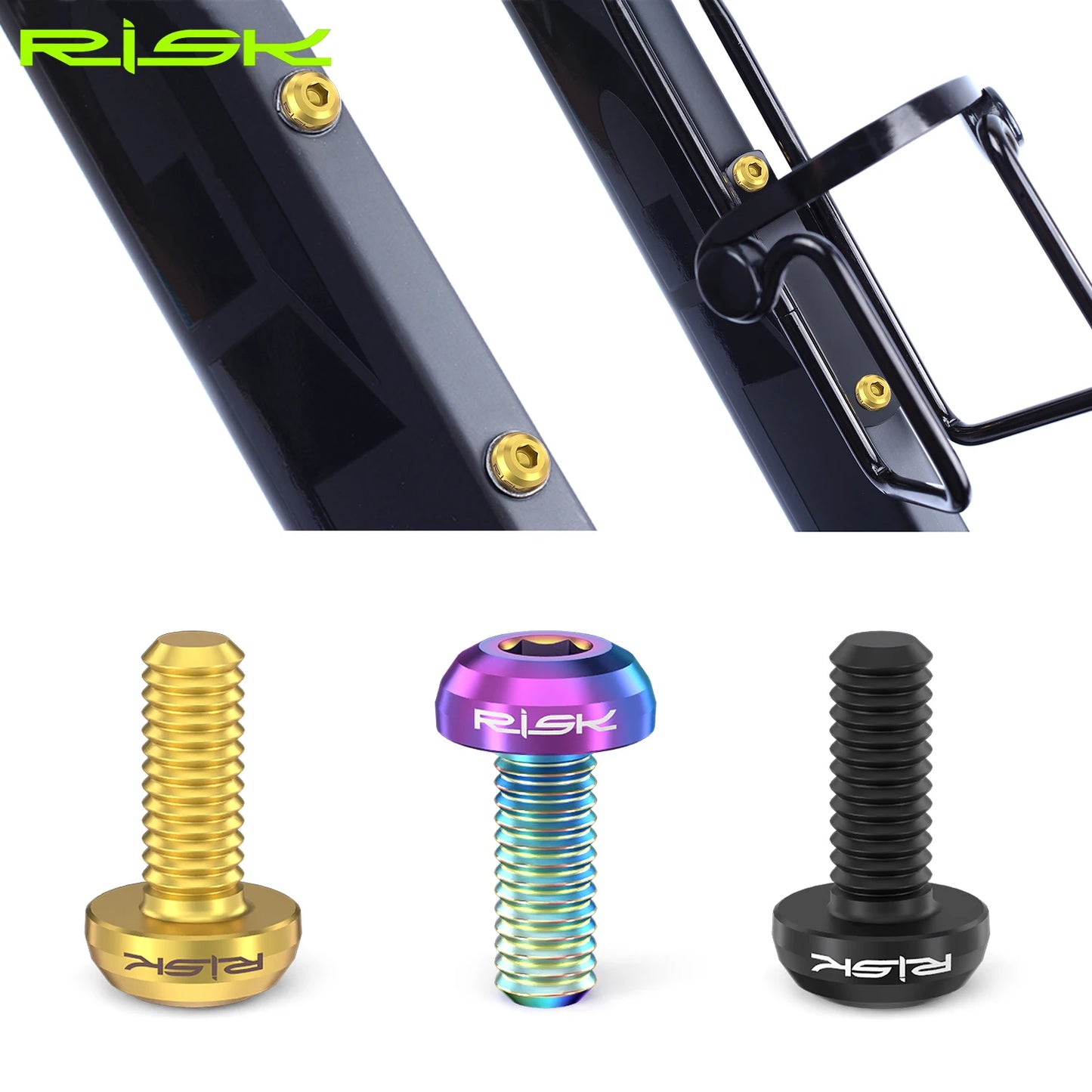 Risk M5x12mm Bike Water Bottle Cage Fixing Bolts Titanium Alloy MTB Road Bicycle Bottle Holder Screws Air Pump Fixed Bolts