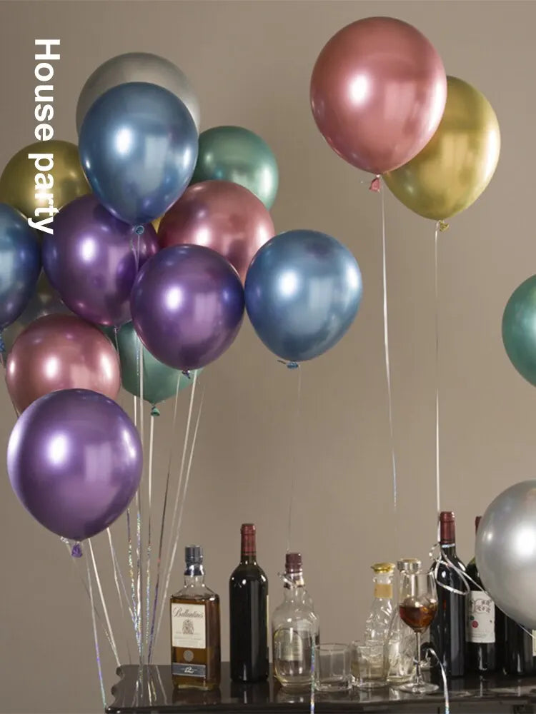 50pcs 10inch Metallic Latex Balloons Gold Silver Chrome Ballon Wedding Decorations Globos Birthday Party Supplies