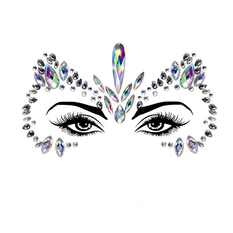 3D Rhinestone Bright Face stickers for festival Glitter Makeup Jewelry Sticker on Face crystals Gems jewels diamonds decoration
