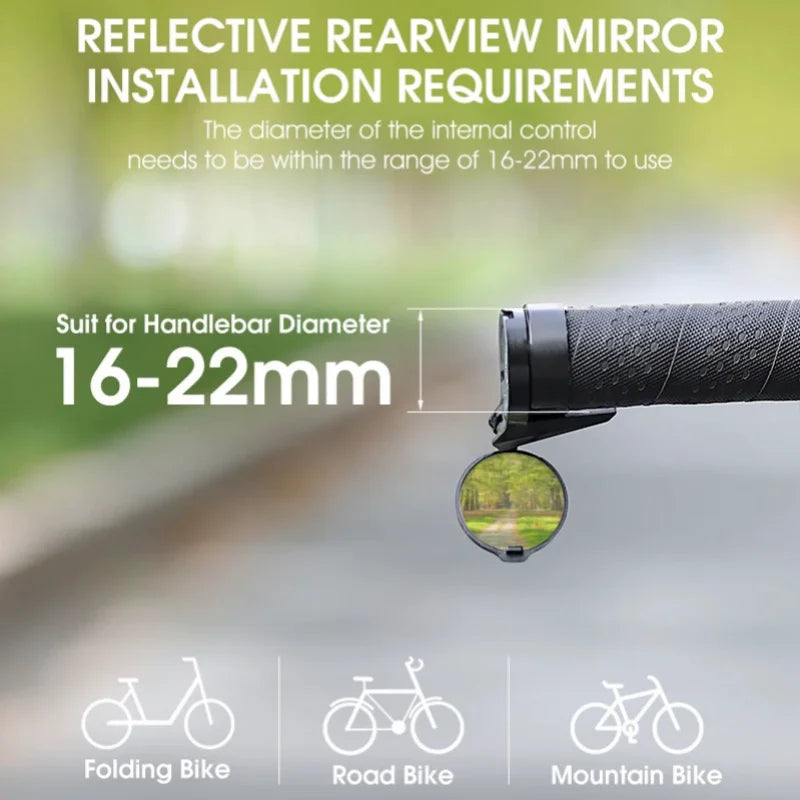 1 Pair Bicycle Rearview Mirror Universal Adjustable Convex Mirrors Rotate Handlebar End Mirror MTB Road Bike Accessories