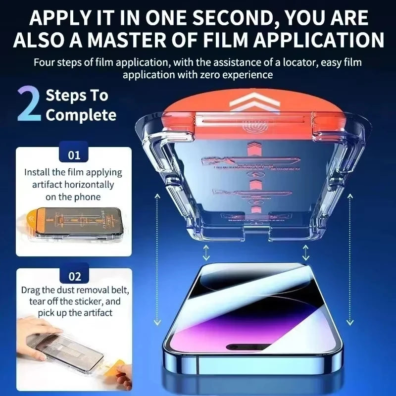 Dust Free Easy Installation Screen Protector for IPhone 13 11 16 12 14 15 Pro Max Plus Mini XS XR Tempered Glass Oleophobic