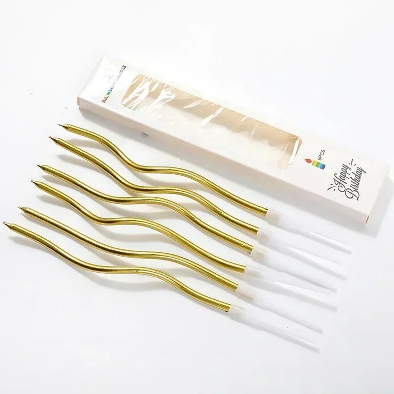 6/120/96Pcs Curved Cake Candles Birthday Baby Shower Gender Reveal Cupcake Decorating Candle Toppers Wedding Party Decorative