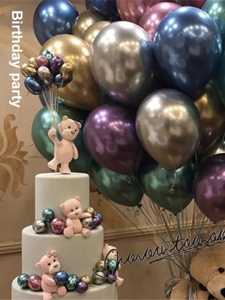 50pcs 10inch Metallic Latex Balloons Gold Silver Chrome Ballon Wedding Decorations Globos Birthday Party Supplies