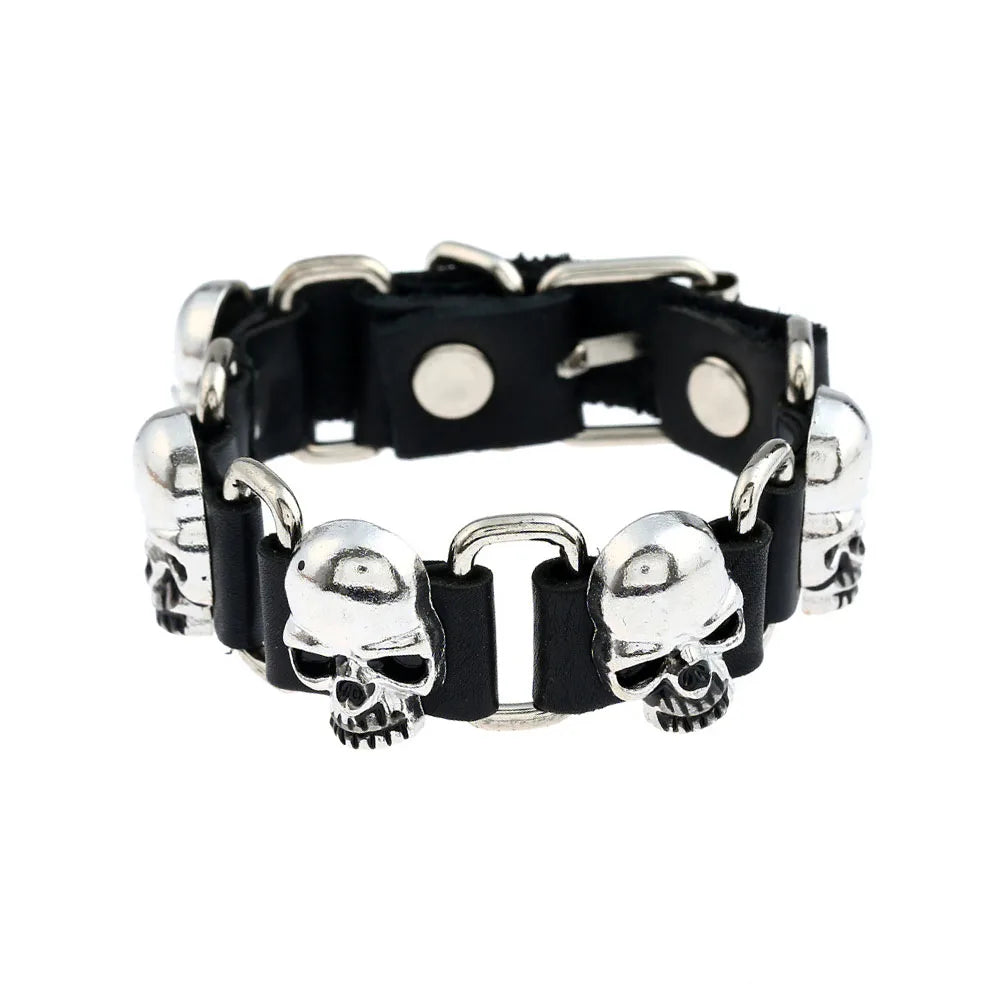 Punk Rivet Star PU Leather Bracelet For Women Men Hip Hop Gothic Dark Girl Rock Jewelry Pendant Love Chain Hip Hop Accessories