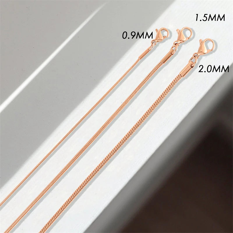 Classic Couples Men Women Gold Color Bracelets for Women Stainless Steel Thin Snake Link Chain Lobster Clasp Snap Button Jewelry