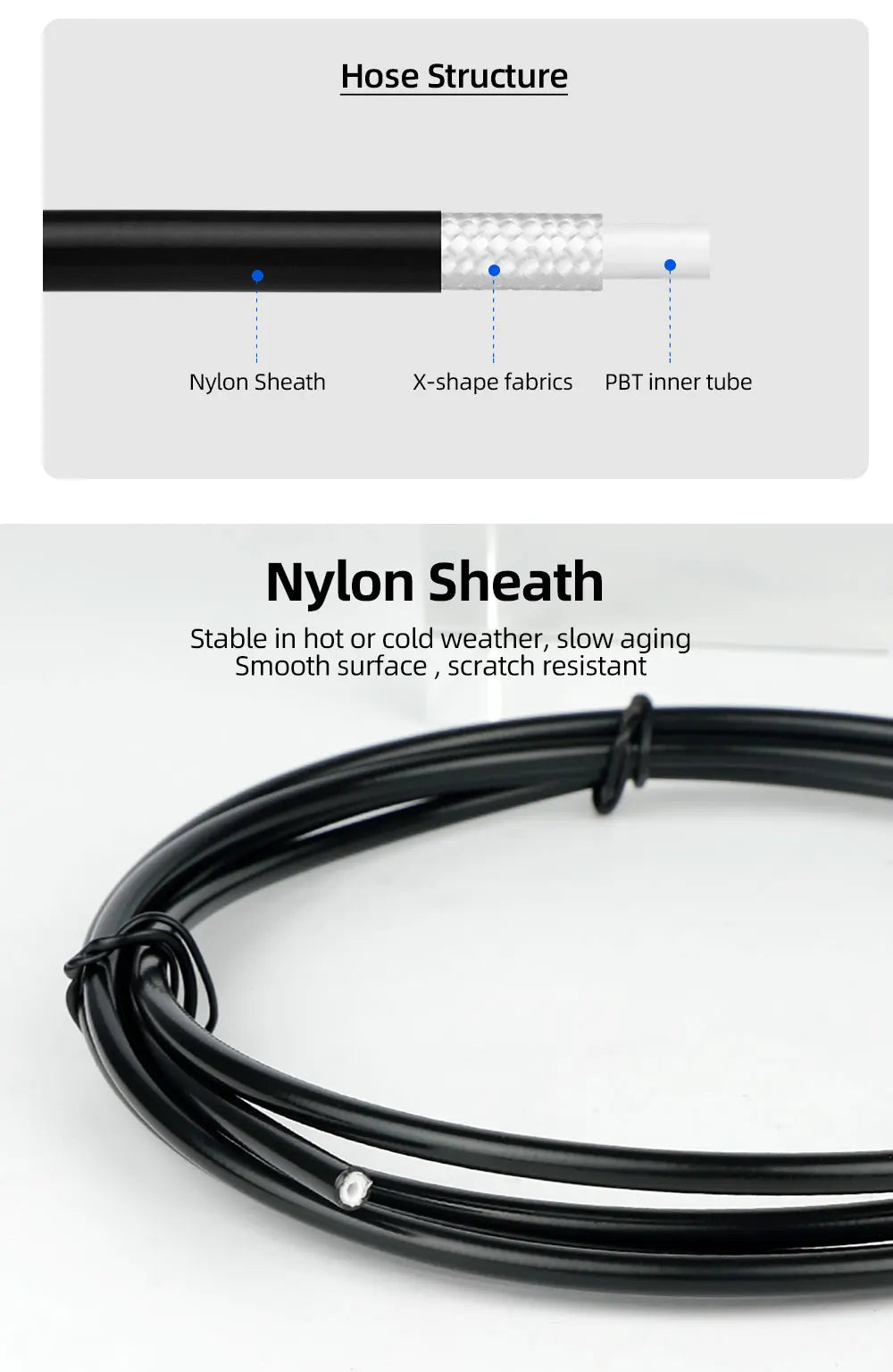 2500mm Bicycle Hydraulic Disc Brake Hose for Shimano BH59 BH90 Sram Magura Tektro 3 Layers Oil Tube Pipe Cycle Brake Replacement