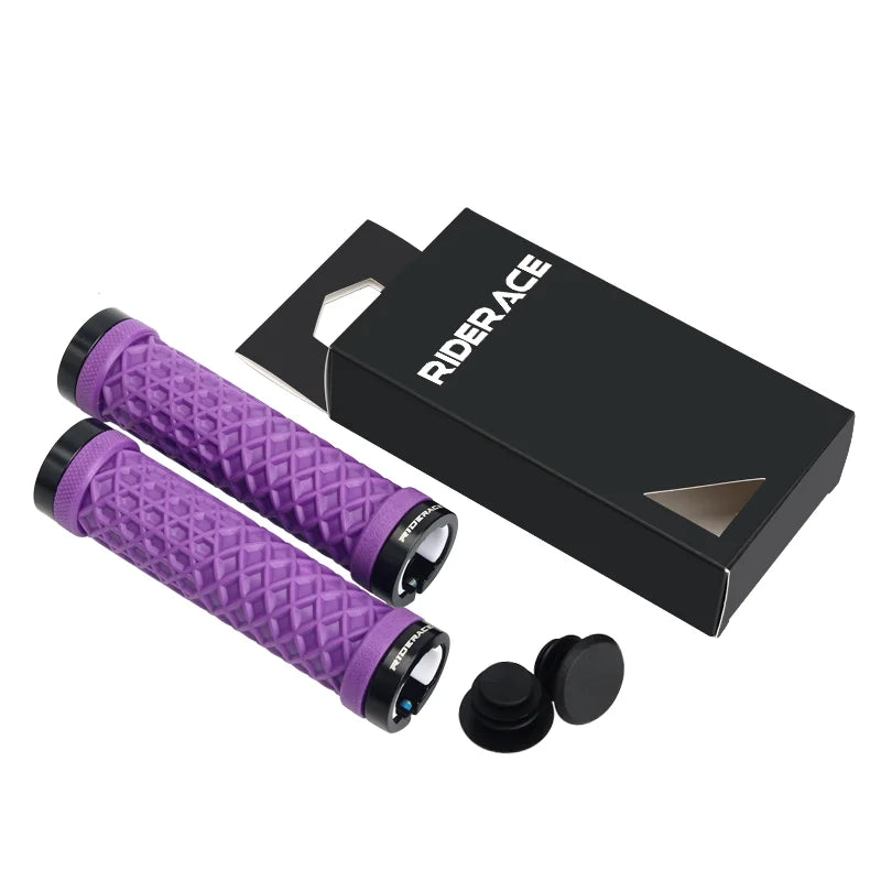 RIDERACE Bicycle Handlebar Grips Soft Rubber MTB Mountain Bike Lock on Handle Bar Cover Shockproof Anti-Slip Ergonomic Cycling
