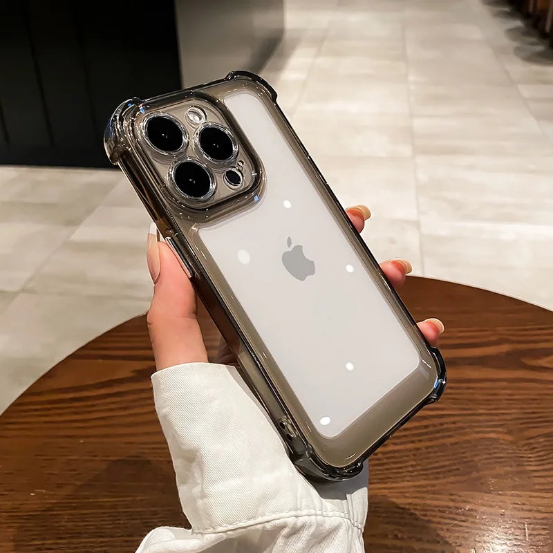 Luxury Transparent Silicone Phone Case For iPhone 16 15 14 13 12 11 Pro Max 16E XR X XS 7 8 14 15 Plus SE2 Shockproof Soft Cover