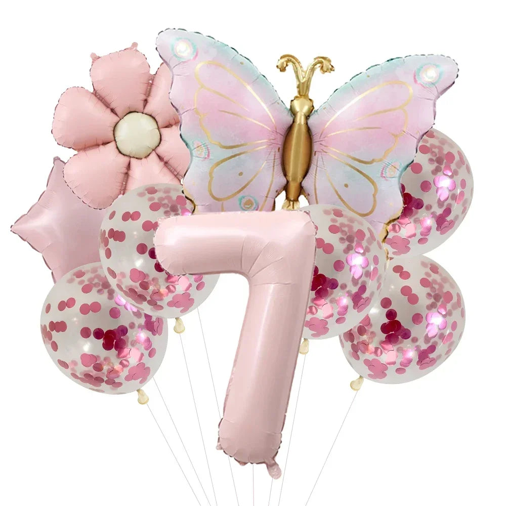 Butterfly Balloons 5th Birthday Decor for Girls Pink Butterfly Foil Balloons for Butterfly Themed Party Wedding Birthday Decors