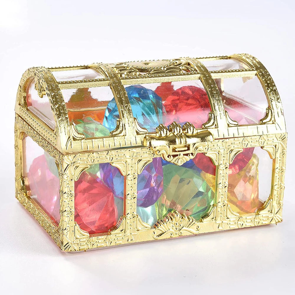 Vintage Treasure Chest Storage Box Transparent Pirate Candy Jewelry Display Box for Wedding Party Birthday