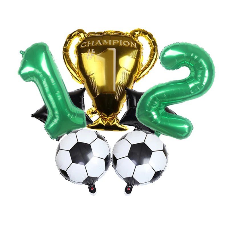 32inch Green Digital Number Foil Ballon Trophy Football Helium Balloons Kids Gifts Birthday Party Football theme Decoration