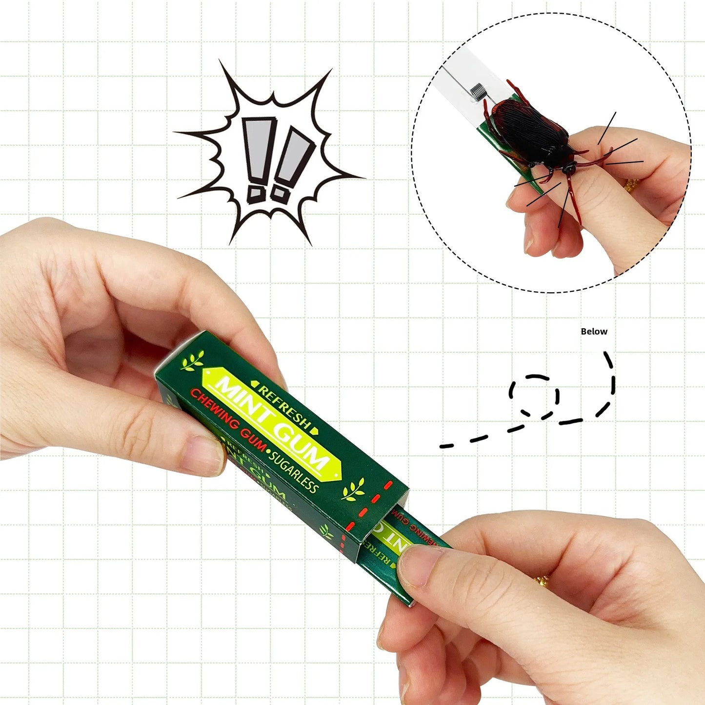 Simulation Cockroach Chewing Gum Creative Novelty Funny Toy Startled DIY Self-installation Simulation Chewing Gum