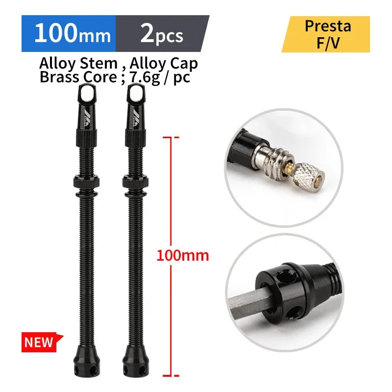 MANA 1Pair Bicycle Presta Valve 40/53/63/78/100mm 7075 Aluminum Alloy For Tubeless Road/MTB/Gravel Bike-ELITEWHEELS Valve