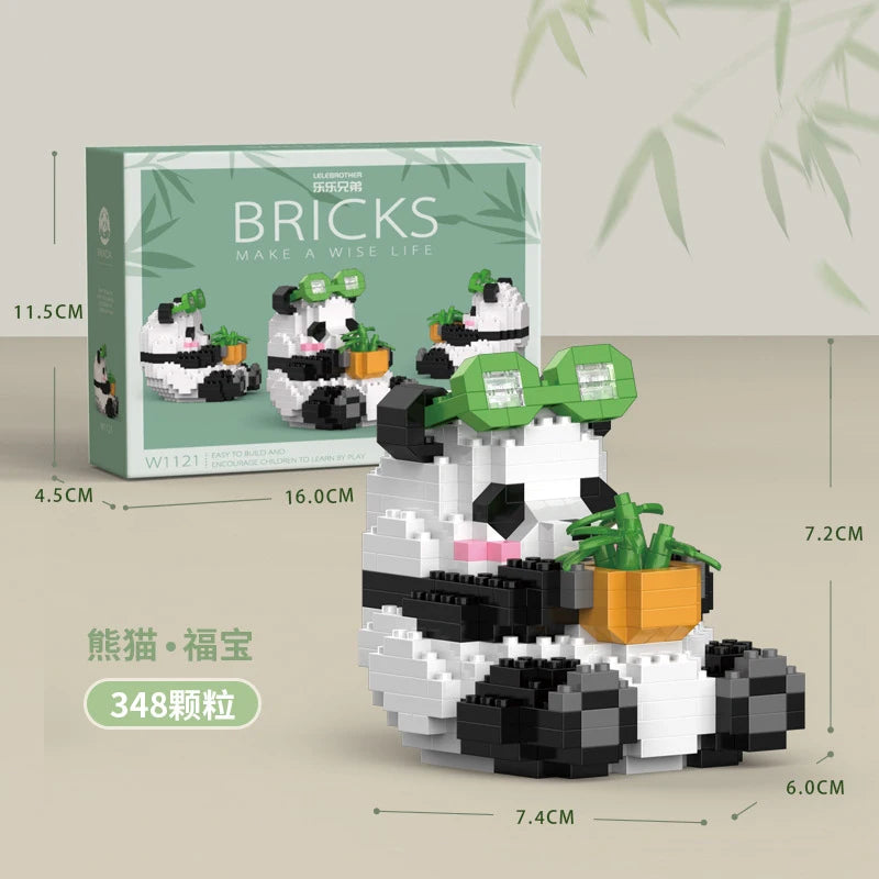 Creative DIY Assemable Animal Cute MINI Chinese Style Animal Panda Building Block Educational Boy Toys For Children Model Bricks