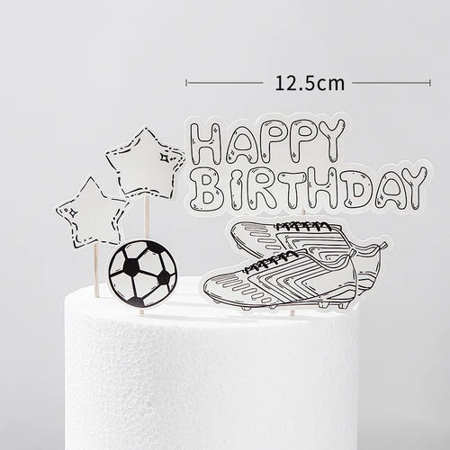 Football Boy Cake Decoration Football Field Player Doll Cupcake Top Happy Birthday Decoration Sports Children's Party Supplies