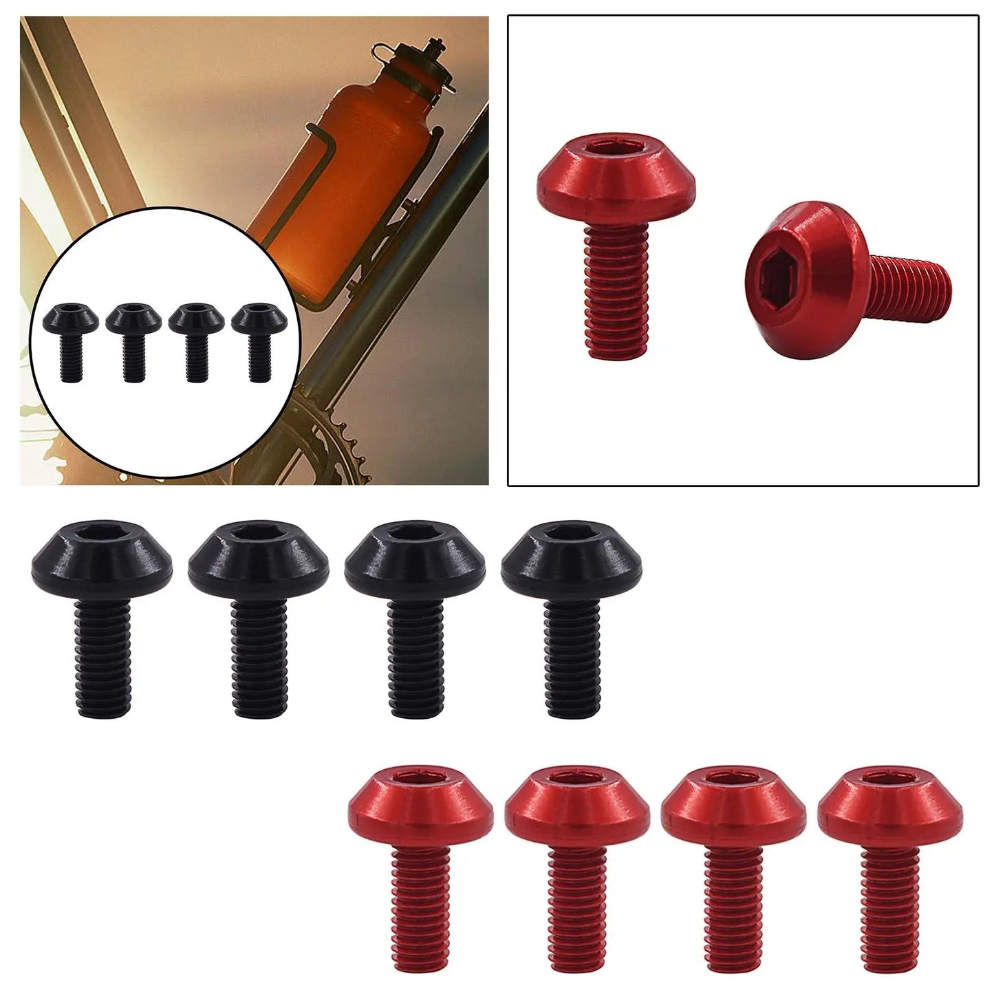 4 Pcs Bicycle Water Bottle Cage Bolt Cycling Accessories Kettle Holder Aluminum M5 Screw Handle Bikes Part for MTB Road Bike