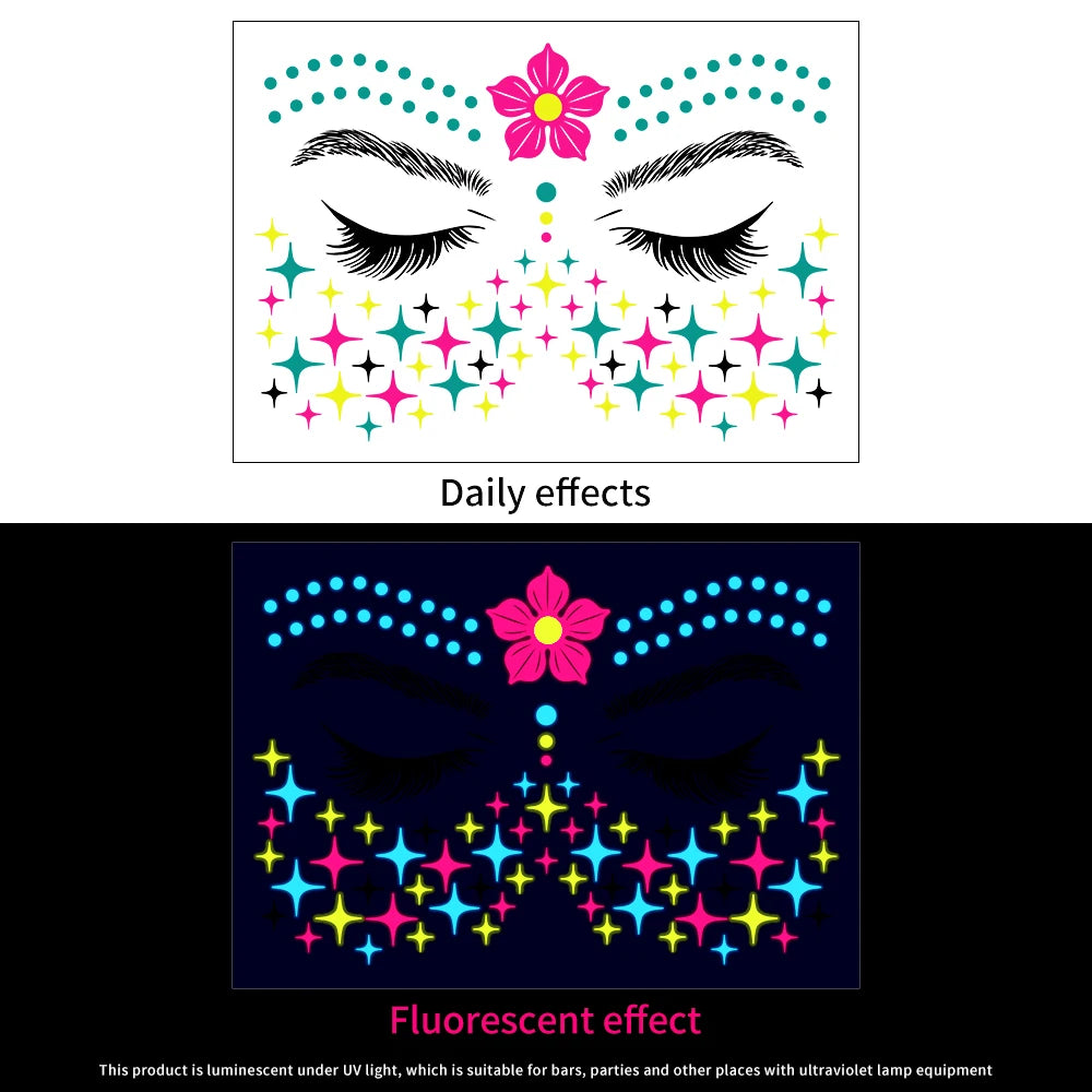 3D Face Eyes Party Makeup Tattoo Sticker Acrylic Diamond Rhinestones Sticker Self-adhesive Mixed Crystal Face Decoration Sticker